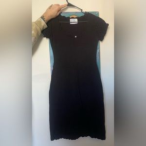 Hand Made knitted short sleeve black dress